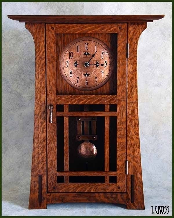 Wooden Wall Clock featuring Copper Face and Ginkgo Motif