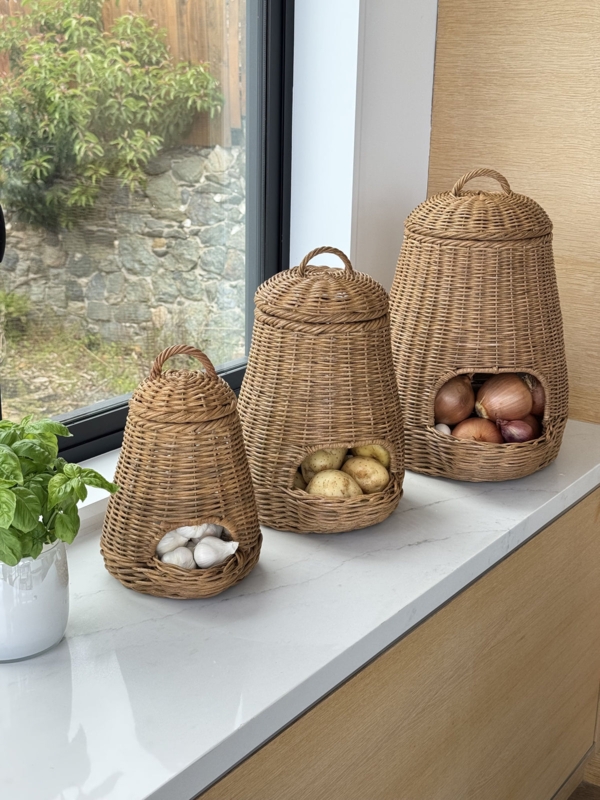 Woven Wickers Storage Baskets Graduated Sizes Front Access Set