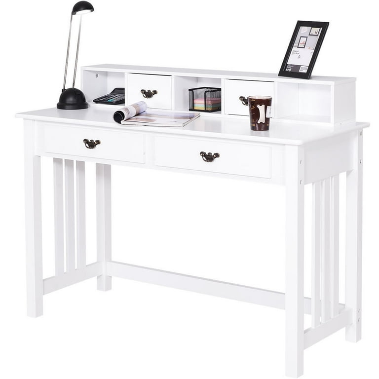 Writing Desk Featuring Storage Hutch and Mission Slat Sides