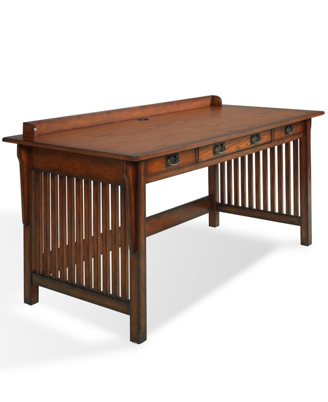 Writing Desk with Vertical Slats and Cable Grommet