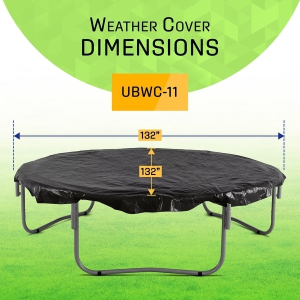 132 Inch Trampoline Cover Black Overhanging Edge Weather Resistant.