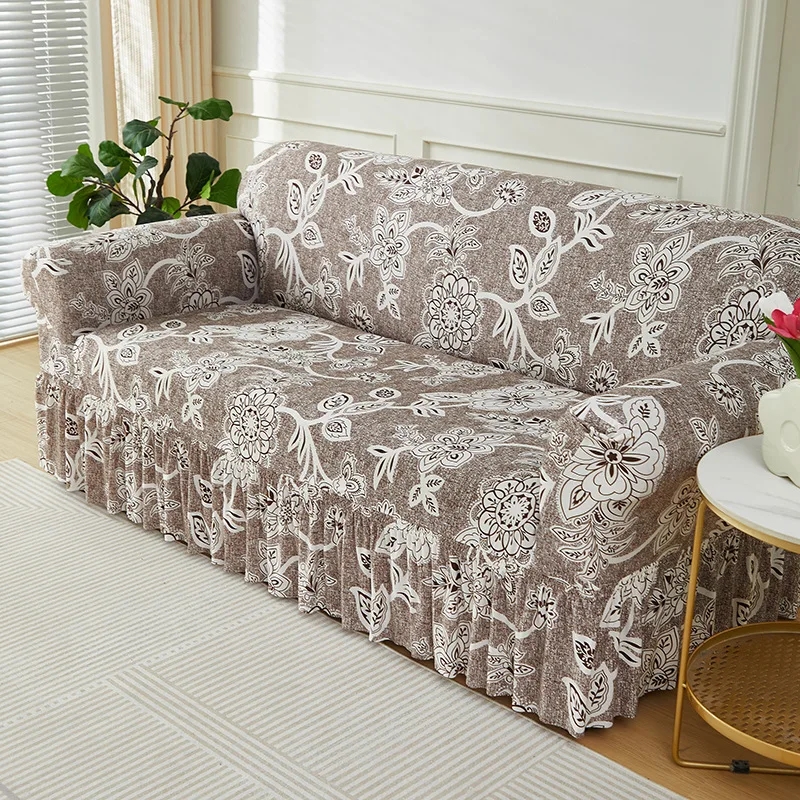 1pc Floral Printed Sofa Slipcover Non-slip Sofa Cover With Skirt Elastic  Couch Cover for Bedroom Office Living Room Home Decor - AliExpress 15