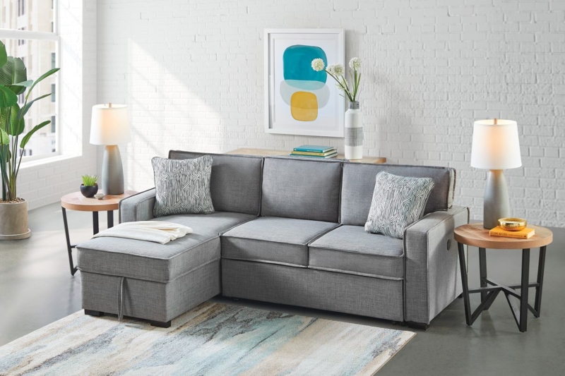 2-Piece Sleeper Sectional with Storage Chaise and Track Arms