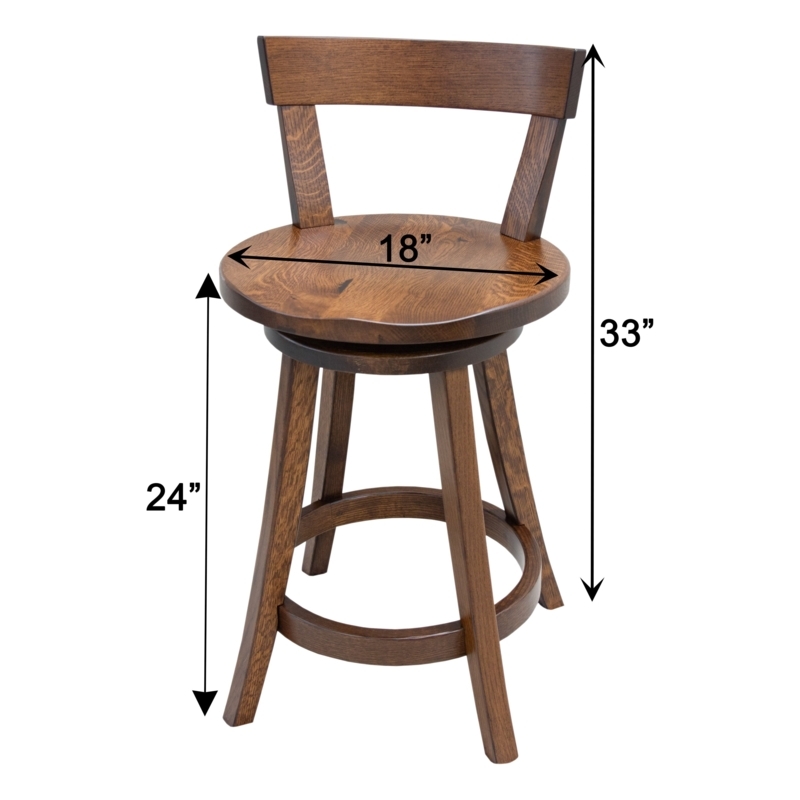 24 Inch Oak Bar Stool Swivel with Michael's Cherry Finish
