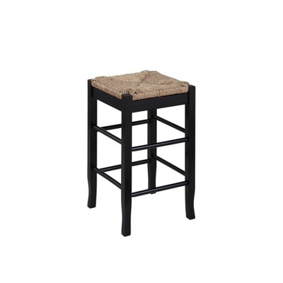 24" Rush Seat Hardwood Counter Height Barstool Black - Boraam: Elegant  Square, Backless Design : Target