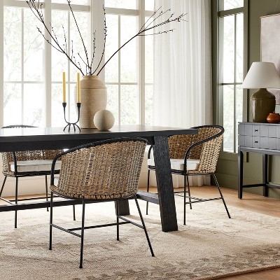 2pc Westcliff Seagrass Dining Chairs Natural/Black - Threshold designed  with Studio McGee: Padded Seat, Metal Frame : Target