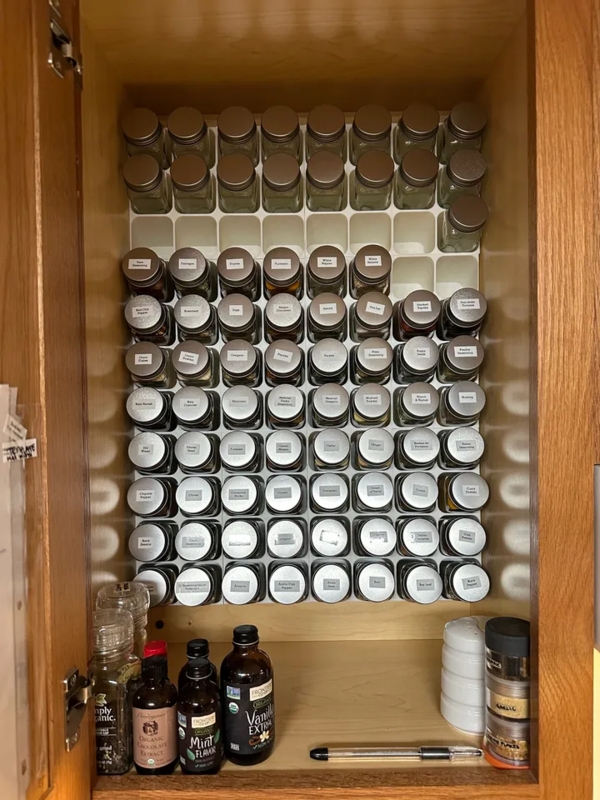 3D Printed Kitchen Organizer White Modular Grid Vertical Spice Storage