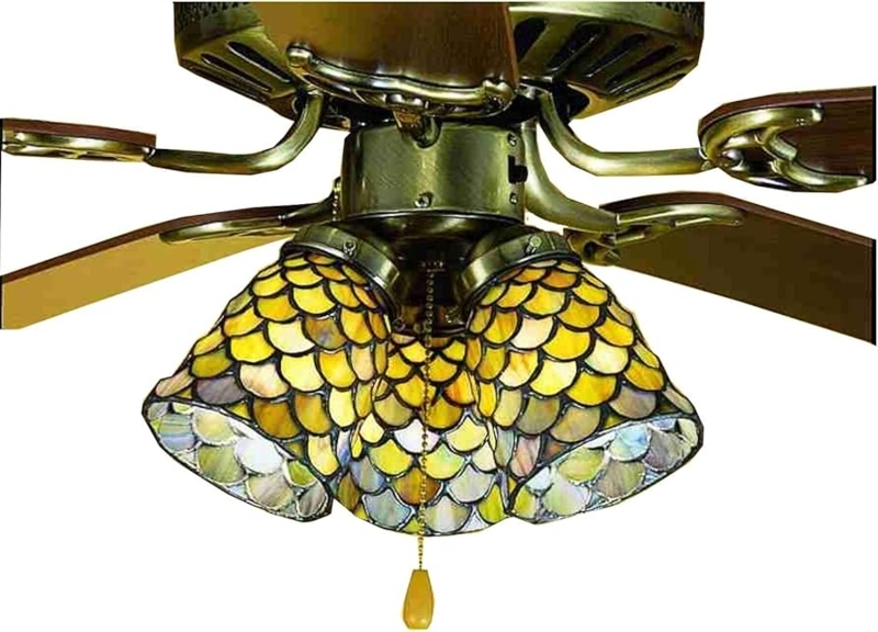 4 Inch W Tiffany Fishscale Fan Light Shade Ceiling Fixture - Ceiling Fan  Light Kits -