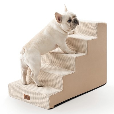 5-Tier Extra-Wide Foam Pet Steps, Non-Slip Dog Stairs for High Beds & Sofas with Removable Washable Cover