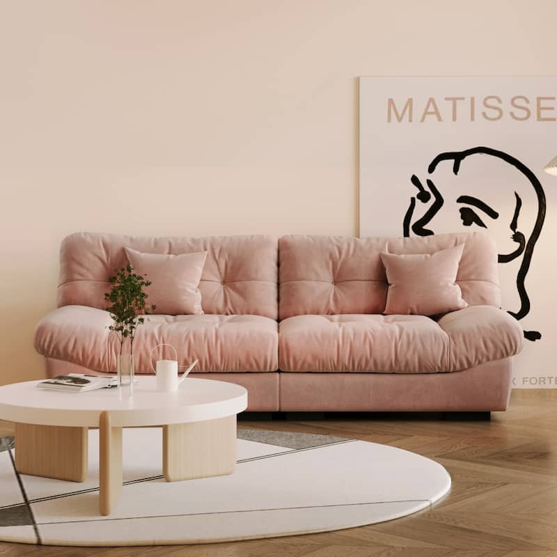 89" Tufted Sofa Cloud Shaped Couch - Overstock - 38402742