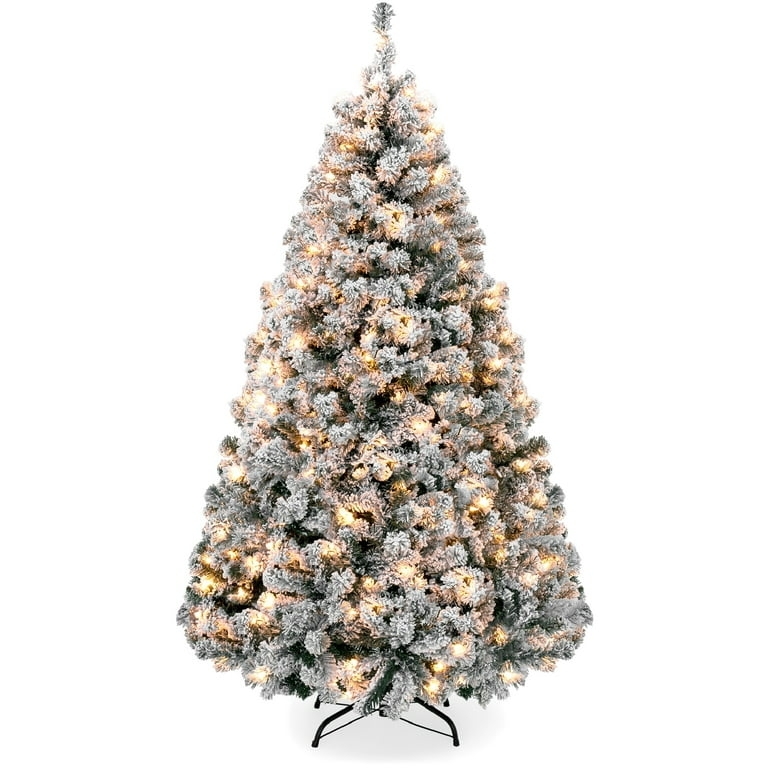 9 Ft Flocked Christmas Tree with 900 Warm White Lights