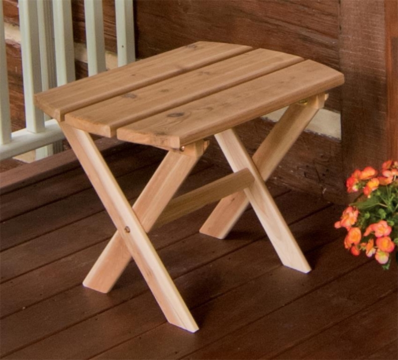 A & L Furniture Western Red Cedar Folding Oval End Table Unfinished