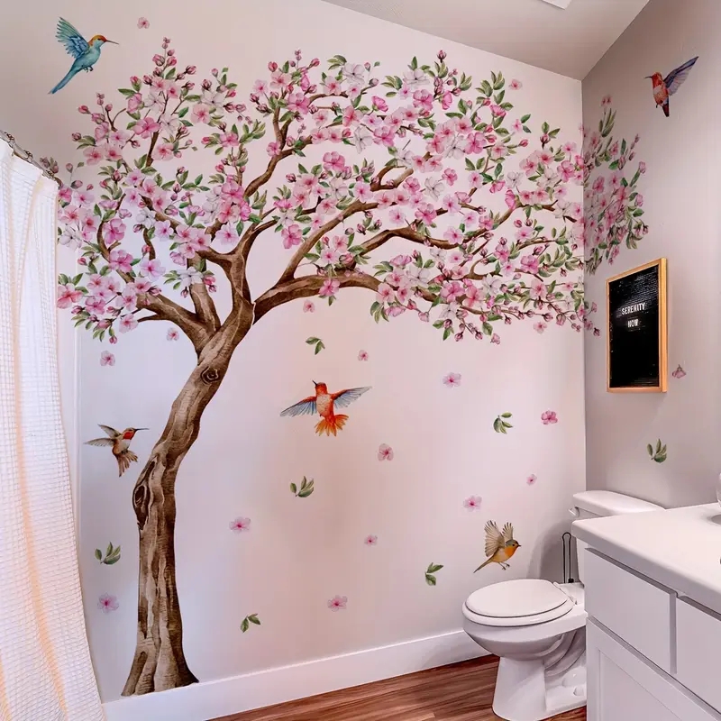 A Set of Three Large Tree and Peach * Wall Stickers for Bedroom and Living  Room Background Wall, Self-* Home Decoration Stickers, Model M13584-KN