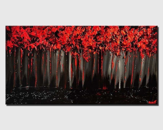 Abstract Painting Dripping Vertical Lines High Contrast Impasto