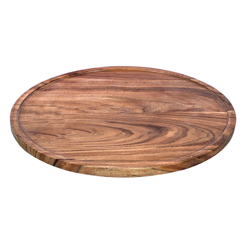 Acacia Charger Plate, Swirling Wood Grain, Raised Rim, Organic Modern