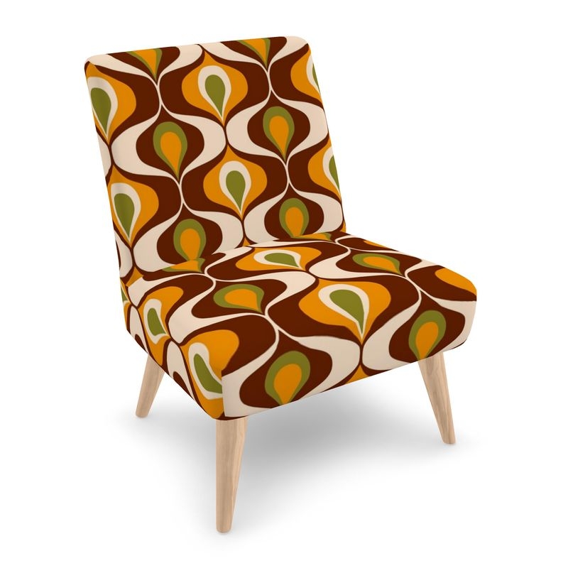 Accent Chair: 70s Psychedelic Op-Art Pattern and Armless Silhouette