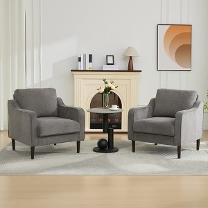Accent Chair Charcoal Gray Upholstery Tapered Legs Sloped Arms