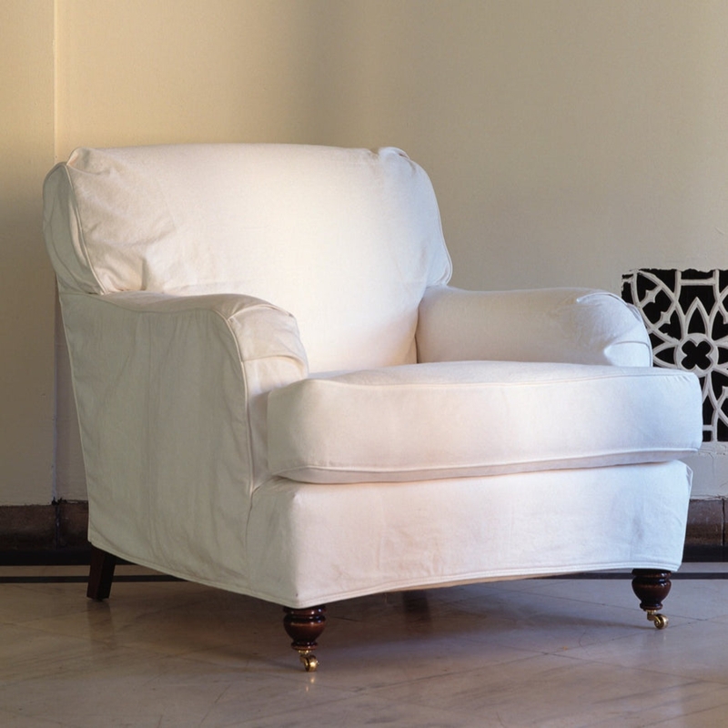 Accent Chair Cream Rolled Arms Front Casters English Country