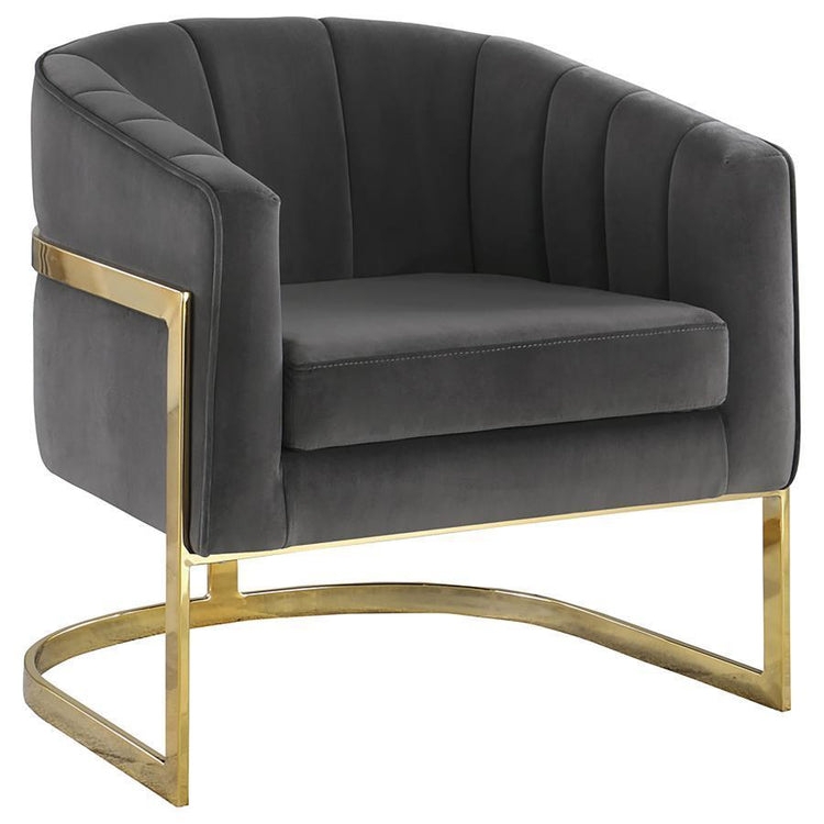 Accent Chair, Dark Gray, Wrap-Around Frame, Channel Tufted Club Chair
