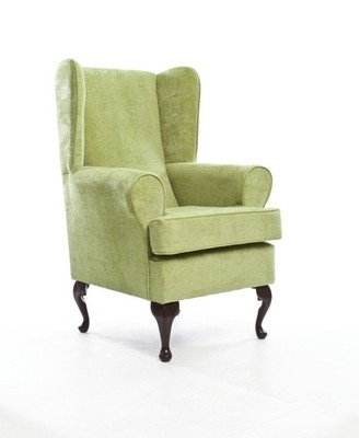 Accent Chair featuring Lime Green Fabric and Traditional Cabriole Legs