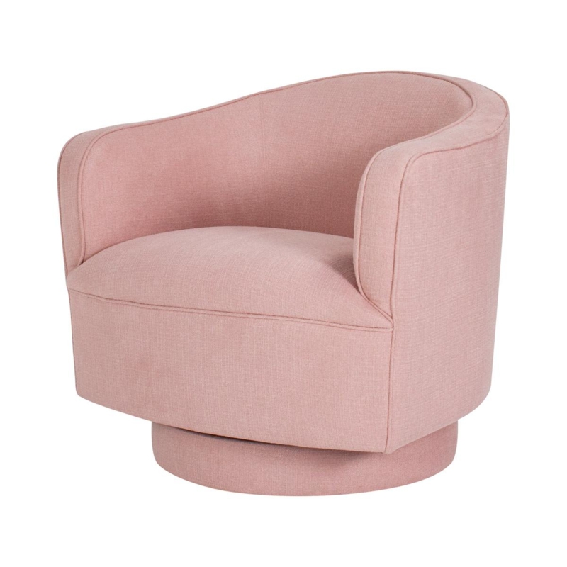 Accent Chair featuring Upholstered Plinth Base in Blush Linen-Look