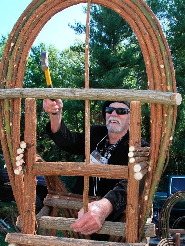 Accent Chair Frame: Handcrafted Bent Willow with Horizontal Rungs