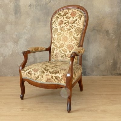 Accent Chair French Provincial Floral Tapestry High Curved Back Padded