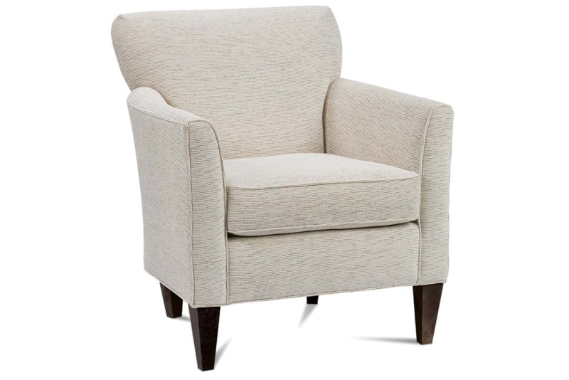 Accent Chair Heathered Upholstery Flared Arms Tapered Legs Cream