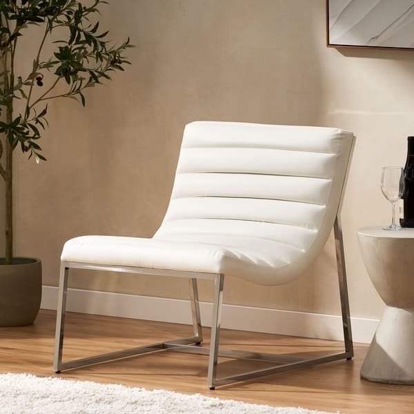 Accent Chair: Horizontal Channel Stitching, Silver Sled Base, Low Profile