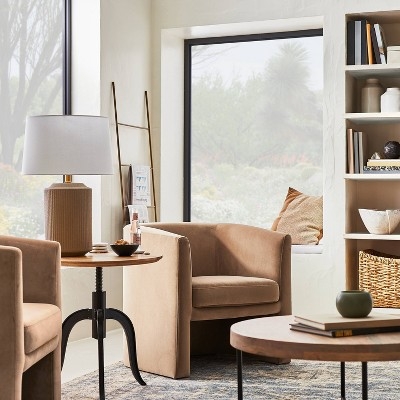 Accent Chair: Light Brown Velvet Studio McGee Living Room Seating