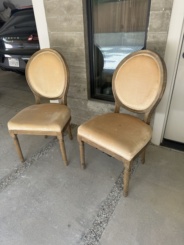 Accent Chair Medallion Back Weathered Golden Beige Fluted