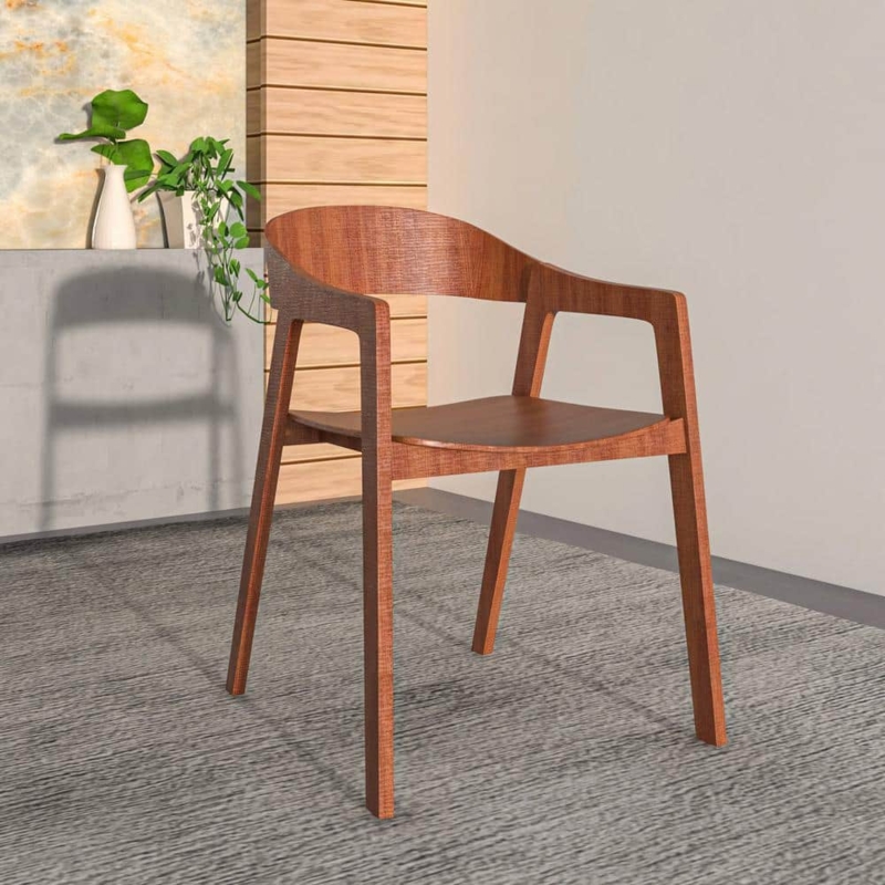 Accent Chair Mid-Century Modern Curved Wood Back and Tapered Legs