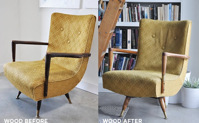 Accent Chair Mustard Yellow Brass Ferrules Mid Century