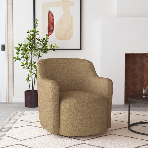 Accent Chair Nubby Texture Swivel Barrel Organic Mid Century