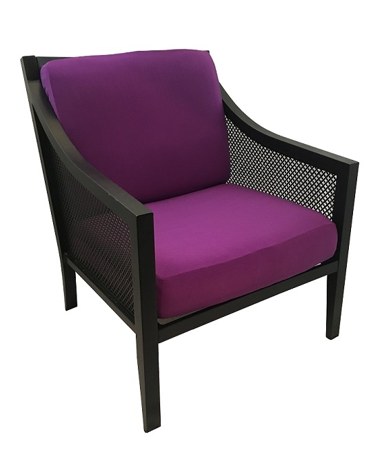 Accent Chair Orchid Purple Matte Black Frame Cane Mesh Sides Modern