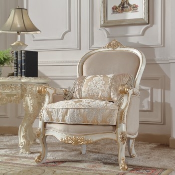 Accent Chair Ornate Gold Carvings Damask Bolster Pillow Victorian