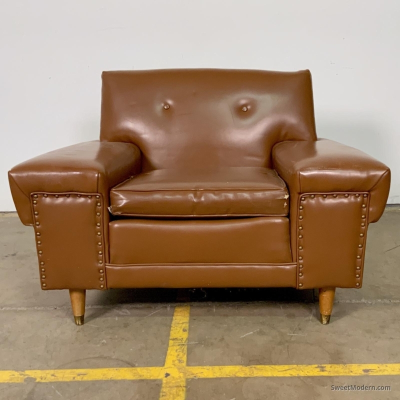 Accent Chair: Retro 1950s Style with Thick Arms and Nailhead Trim