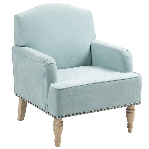 Accent Chair Seafoam Blue Camelback Silhouette Nailhead Trim