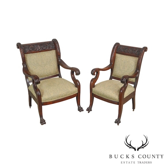 Accent Chairs Victorian Renaissance Revival Paw Feet Mahogany