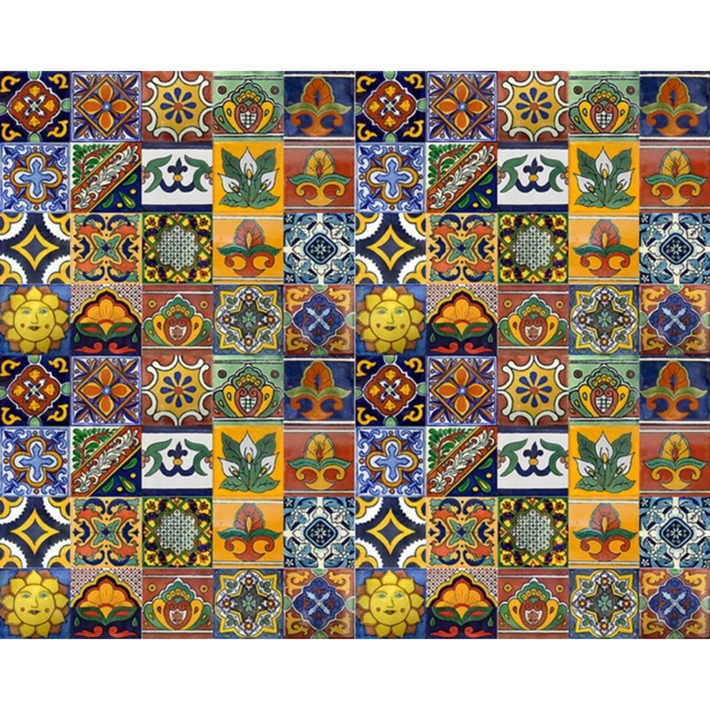 Accent Tiles Mexican Talavera Style Vibrant Motifs Hand-Painted