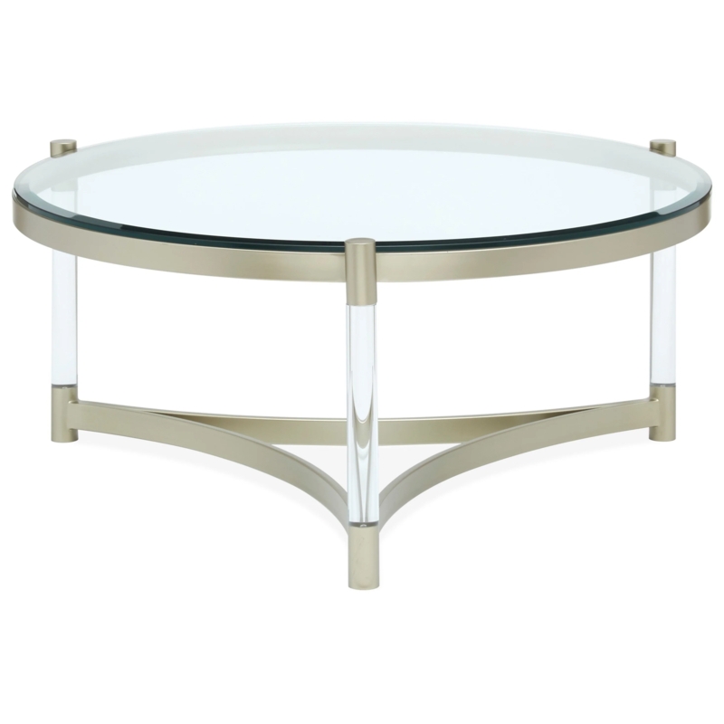 Acrylic And Glass Coffee Table Curved Stretchers Tripod Base