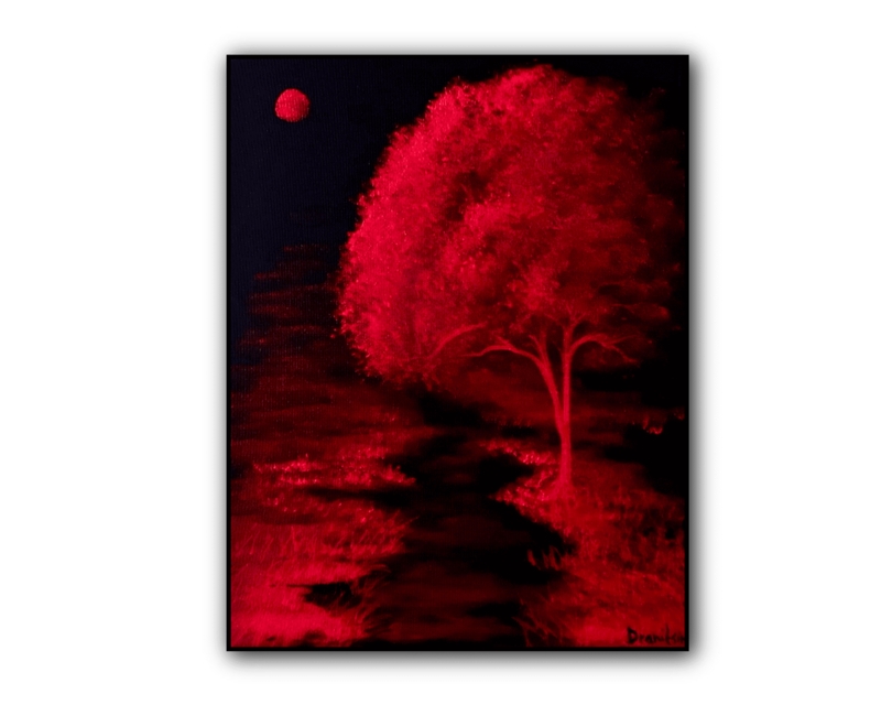 Acrylic Painting High Contrast Illuminated Path Glowing Orb Matte