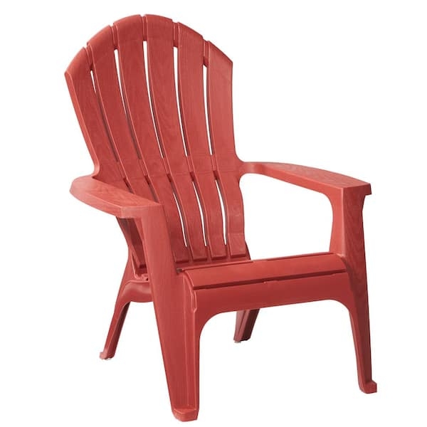 Adirondack Chair Chili Red Matte Fan Back Wide Armrests Rustic Patio
