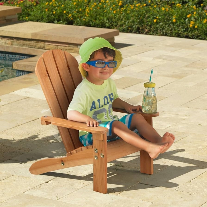 Adirondack Chair Honey Wood Slatted Back Kids Outdoor Seating