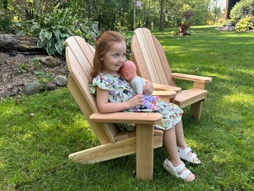 Adirondack Chair Natural Wood Finish Slat Back Rustic Lawn Seat