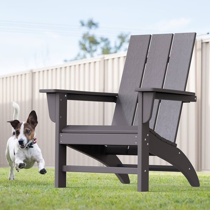 Adirondack Chair Slate Gray HDPE Matte Textured Three-Slat Back Modern