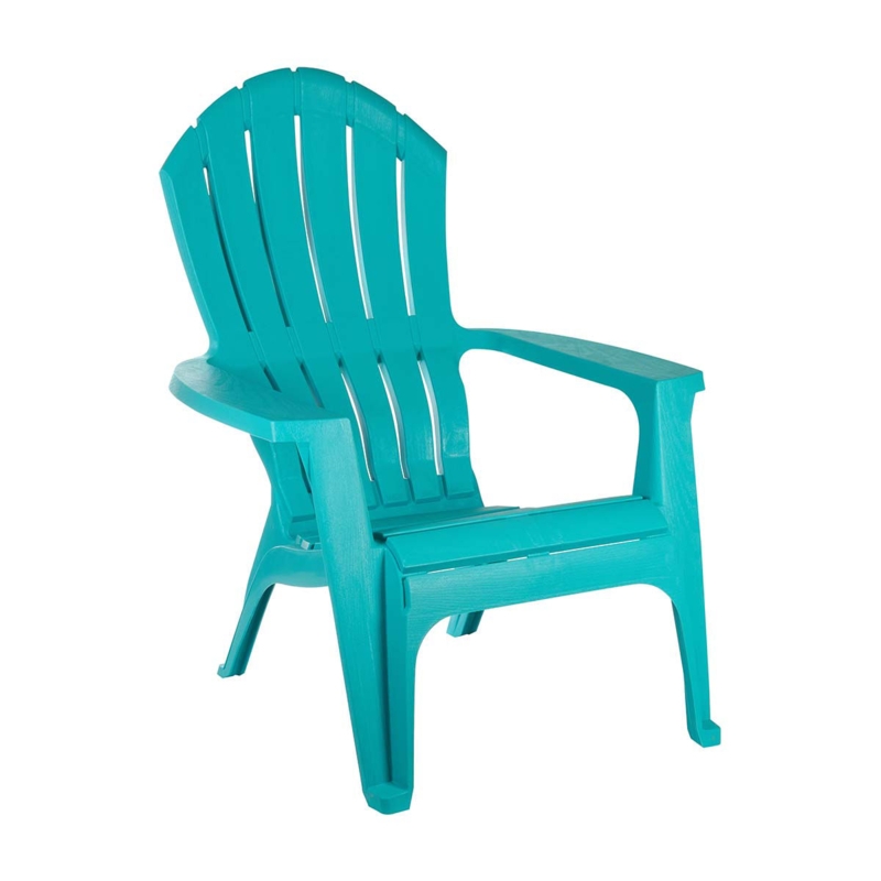 Adirondack Chair Teal Blue Resin Satin Fan Back Design Coastal Patio