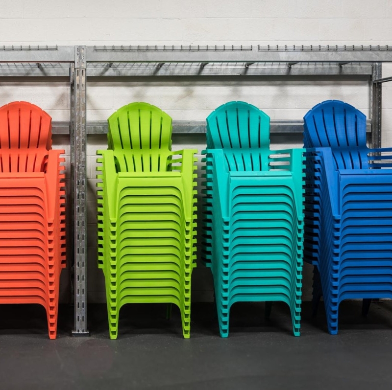 Adirondack Chair Vibrant Resin Slatted Back Stackable Outdoor Seating