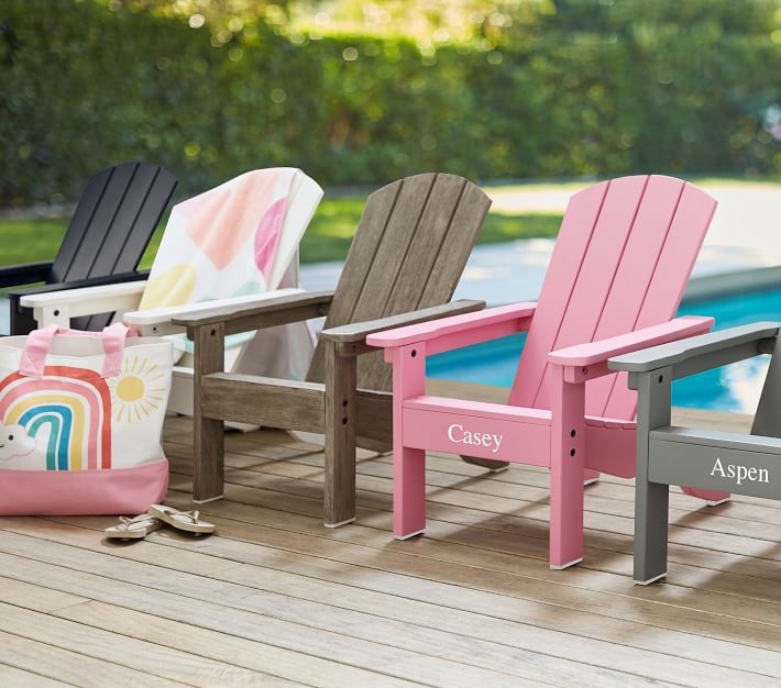 Adirondack Chair Weathered Gray Personalized Kids Garden Seating