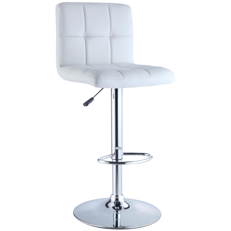 Adjustable Bar Stool featuring Square Quilted Seat and Chrome Base